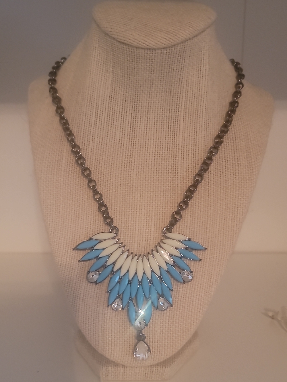 Amrita Singh Blue and White Enamel Bib Necklace